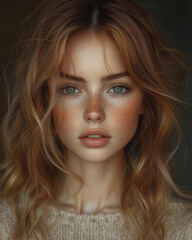 Naklejka premium Artistic portrait of a beautiful girl close-up