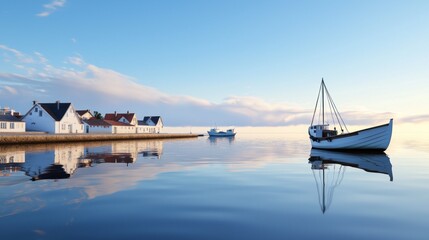 Tranquil Coastal Town at Sunrise