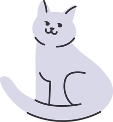 Hand Drawn Sitting Cat