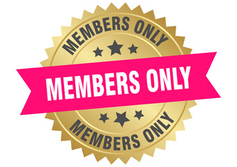 members only. members only round pink and gold label isolated on transparent background