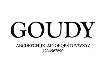 Goudy font for logo and headline. Isolated vector typeset