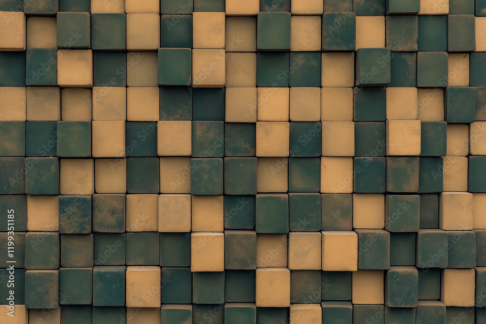 Poster A grid of repeating shapes, each one slightly altered in color and pattern