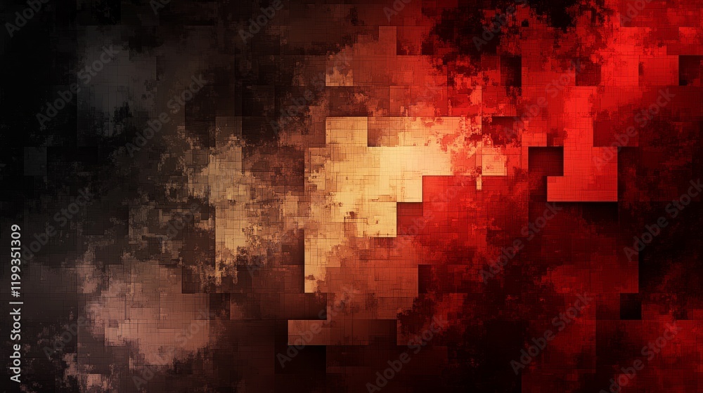 Poster Dark red and black abstract background with pixelated texture. Perfect for design projects.