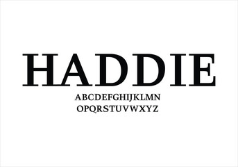 Haddie font for logo and headline. Isolated vector typeset