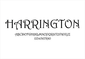 Harrington font for logo and headline. Isolated vector typeset