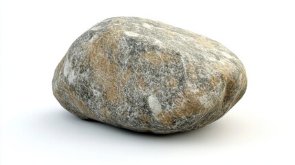 Single Gray and Brown Boulder Isolated on White