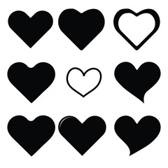 Collection of different black heart illustration, Hand drawn hearts.Vector symbol icon set. illustration design. eps 10