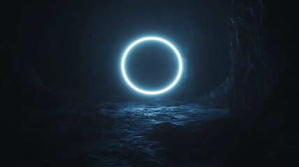 Quantum pipe emitting pulsating rings of light creating a mesmerizing effect in a dark setting