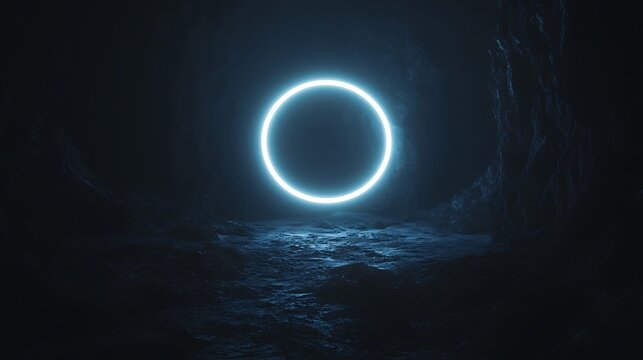 Quantum pipe emitting pulsating rings of light creating a mesmerizing effect in a dark setting
