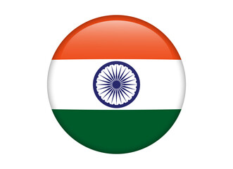 India Flag icon, Round flag icon design, vector illustration isolated on white background
