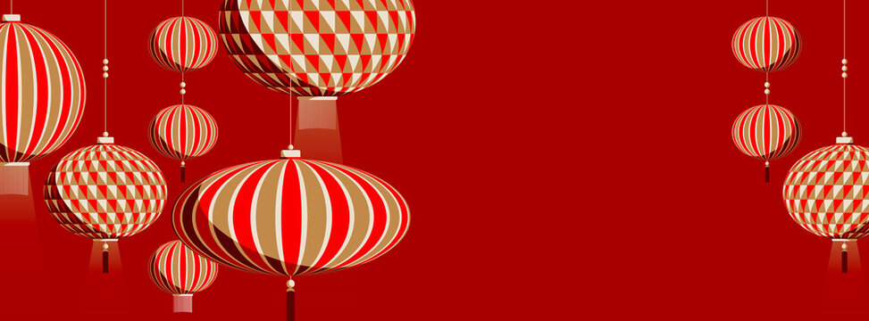 Lanternes traditionnelles suspendues pour le Nouvel An Lunaire Chinois
