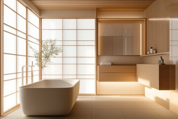 Serene Minimalist Japanese Style Bathroom Design