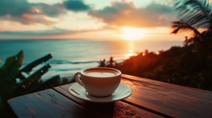 Sunset Coffee: Tropical Beach Bliss