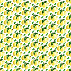 Watercolor seamless pattern with ripe juicy yellow lemons
