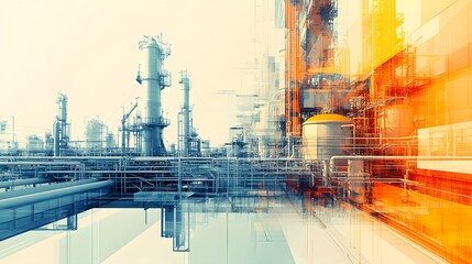Abstract Industrial Refinery Complex Illustration