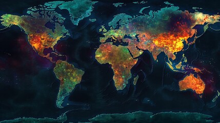 Cosmic Earth: A Vibrant Celestial Map of Our Planet