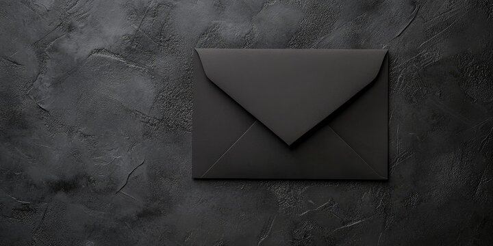 Sophisticated black stationery card and envelope on textured dark backdrop with ample space for customizable text and branding elements