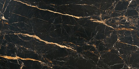 Elegant black marble backdrop featuring luxurious golden veining with ample blank space for stylish text overlay suitable for design projects.
