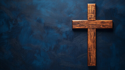 Wooden Cross Under Starry Night Symbolizing Jesus Christ Crucifixion and Faith