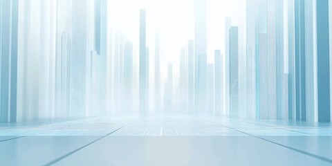 Modern Elegant Business Background Featuring Light Blue Financial Charts and Graphs in a Bright Urban Setting with Open Space for Text