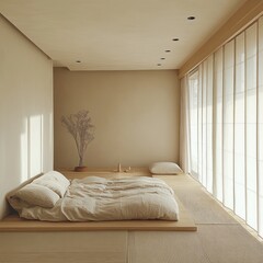 Minimalist Bedroom Design Featuring a Low Platform Bed