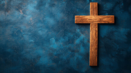 Wooden Cross Under Starry Night Symbolizing Jesus Christ Crucifixion and Faith