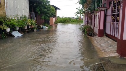 flooded housing road