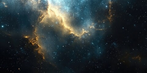 Fototapeta premium Elegant cosmic background featuring golden dust particles and ample space for text or design elements.