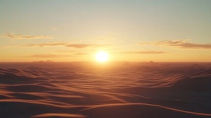 Fototapeta premium 3D rendering of the sun setting over an endless desert landscape