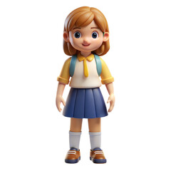 3D Render of a Smiling Schoolgirl