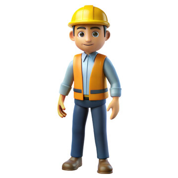 recommend clip art: Friendly 3D Cartoon Construction Worker