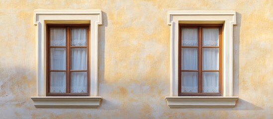 Obraz premium Energy Efficient Windows in Architectural Design Featuring Empty Space for Text
