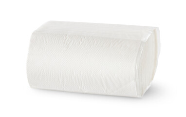 Pack of paper towels isolated on white background