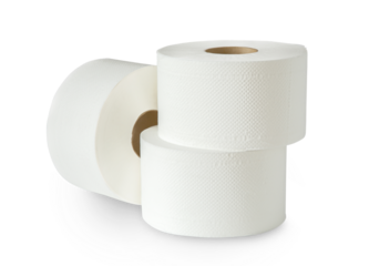 Three white toilet paper rolls