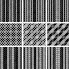 Set of seamless geometric patterns with classic checkered texture.