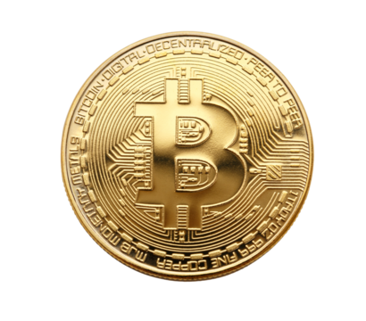 Bitcoin coin in closeup