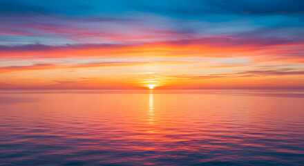 Obraz premium Luminous Horizons: An Abstract Dawn Above the Oceanic Blues. 