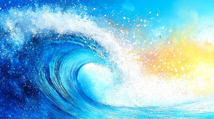 Fototapeta premium Ocean Wave: Abstract Blue Water Painting, Coastal Summer Scene