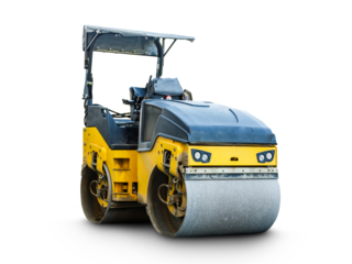 Road roller isolated on white