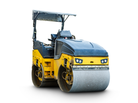 Road roller isolated on white