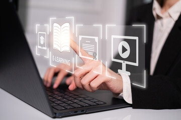 E-learning course cyberspace technology education online computer student school concept