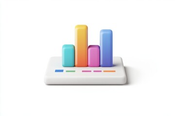 3D Graph Chart Isolated and White Background