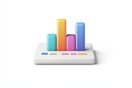 3D Graph Chart Isolated and White Background