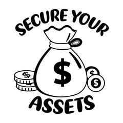 Secure your assets with money bag, glyph sticker 