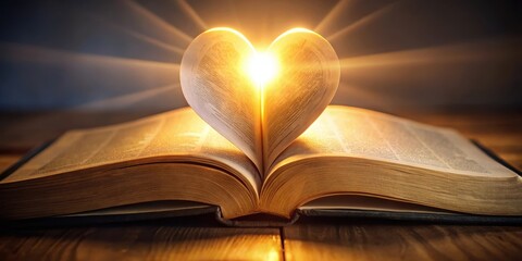 Glowing Heart with Open Bible Pages, radiant heart, scripture,  radiant heart, scripture