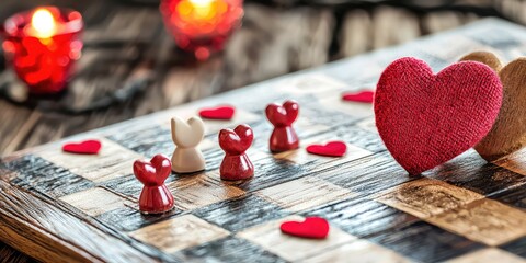 valentines day love-themed board game with romantic clues