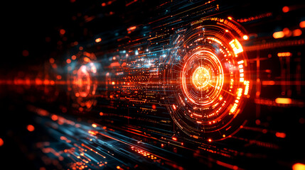 Fototapeta premium Abstract Futuristic Technology Background: Digital Network Interface