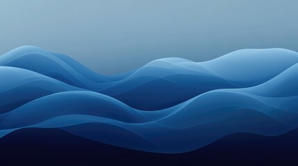 Fototapeta premium Blue abstract waves with smooth gradients and empty space for text or overlays.