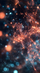 Obraz premium Abstract visualization of a complex network, symbolizing global communications, data flow, and technological interconnectedness in a digital age