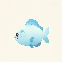 Adorable Light Blue Cartoon Fish Illustration